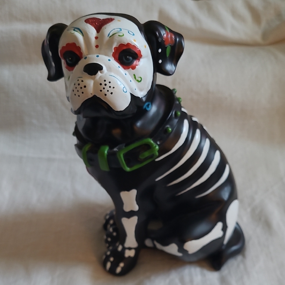 Decorative Black and White Dog Figurine